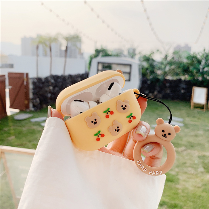 Cherry Bear Face Airpod Case Cover (3 Colours) by Veasoon