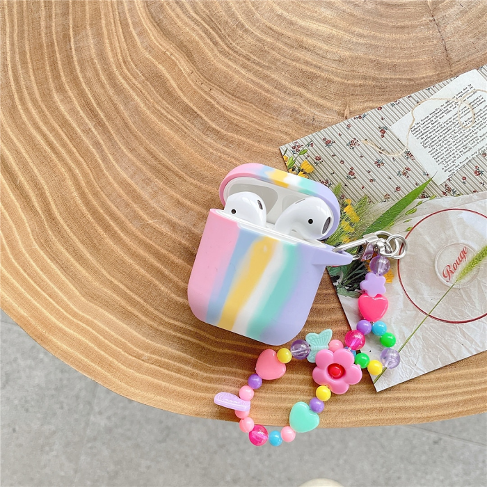 Rainbow Airpod Case Cover with Charm Strap by Veasoon