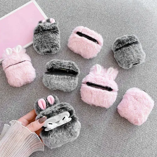 Fuzzy Bunny AirPod Case Cover (2 Colours) by Veasoon