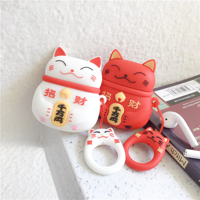 Lucky Cat Airpod Case Cover (3 Colours) by Veasoon