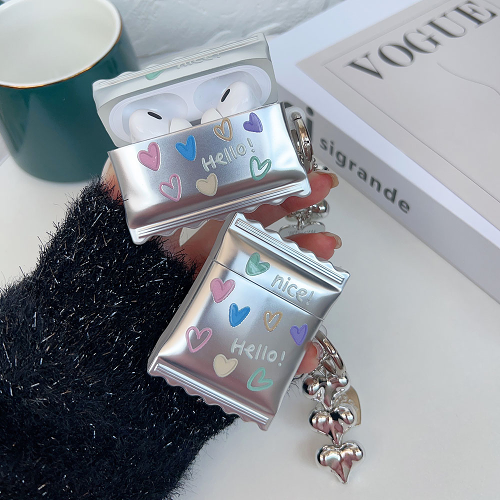 Silver Heart Candy Packet AirPods Case Cover by Veasoon