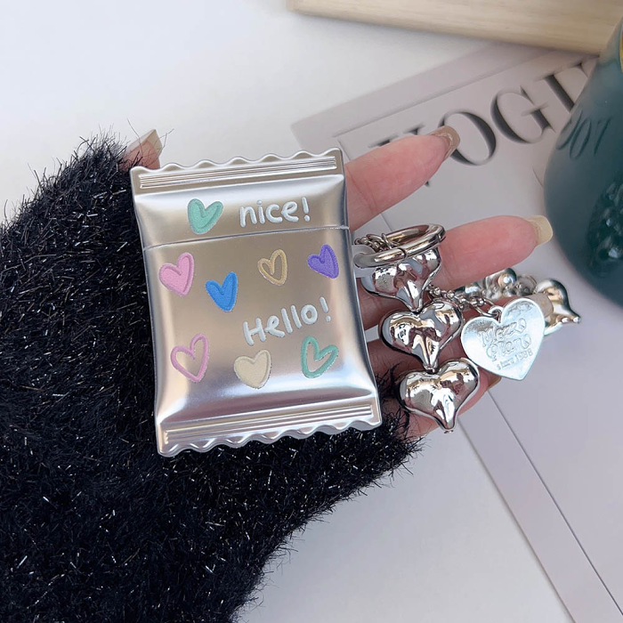 Silver Heart Candy Packet AirPods Case Cover by Veasoon