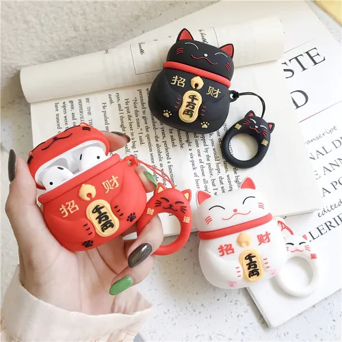 Lucky Cat Airpod Case Cover (3 Colours) by Veasoon