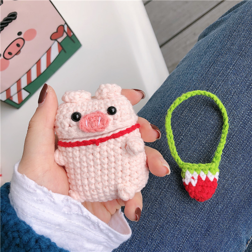 Knitted Piglet Airpod Case Cover by Veasoon