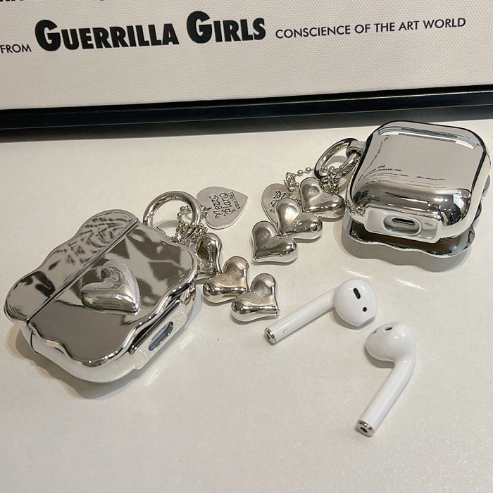Silver Heart AirPods Case Cover by Veasoon