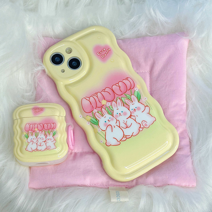 Wavy Tulip Bunnies AirPods Case Cover by Veasoon