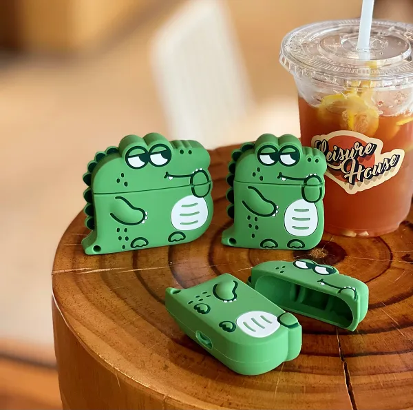 Green Dinosaur AirPod Case Cover by Veasoon