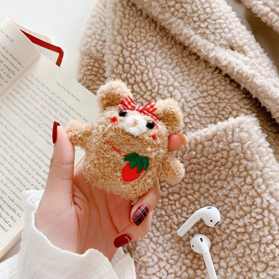 Cottagecore Teddy Bear Face Airpod Case Cover by Veasoon