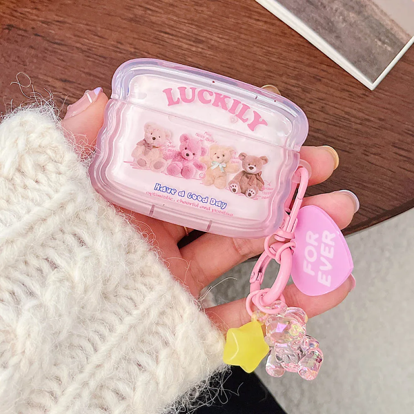 Luckily Teddy Bear AirPods Charger Case Cover by Veasoon