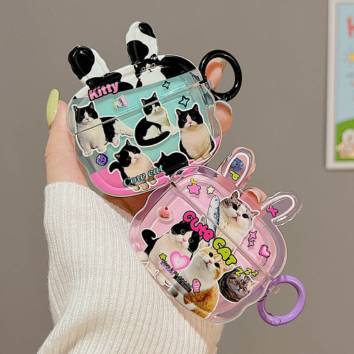 Cute Cat Collage AirPods Charger Case Cover With Ears (2 Designs) by Veasoon
