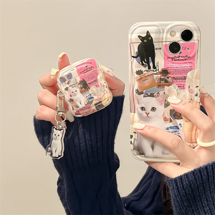 Cat Collage AirPods Charger Case Cover by Veasoon
