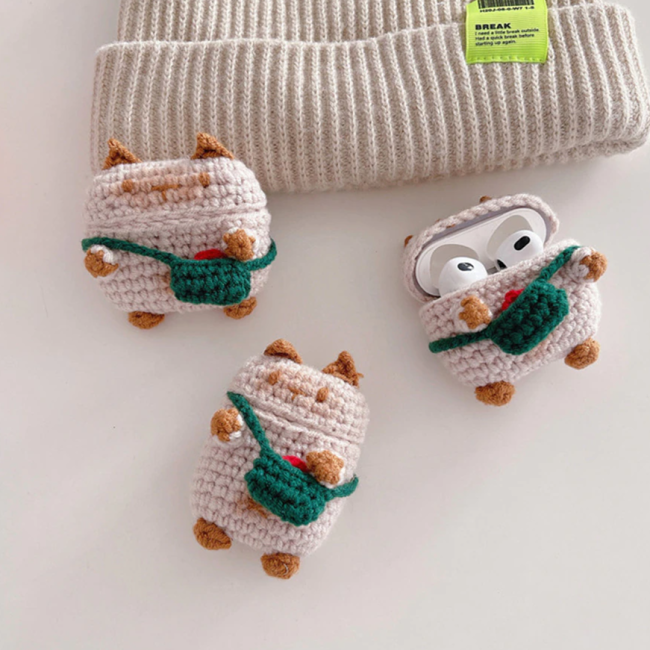 Knitted Kitten AirPods Case Cover by Veasoon