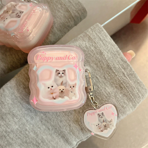 Y2k Puppy and Cat AirPods Charger Case Cover by Veasoon