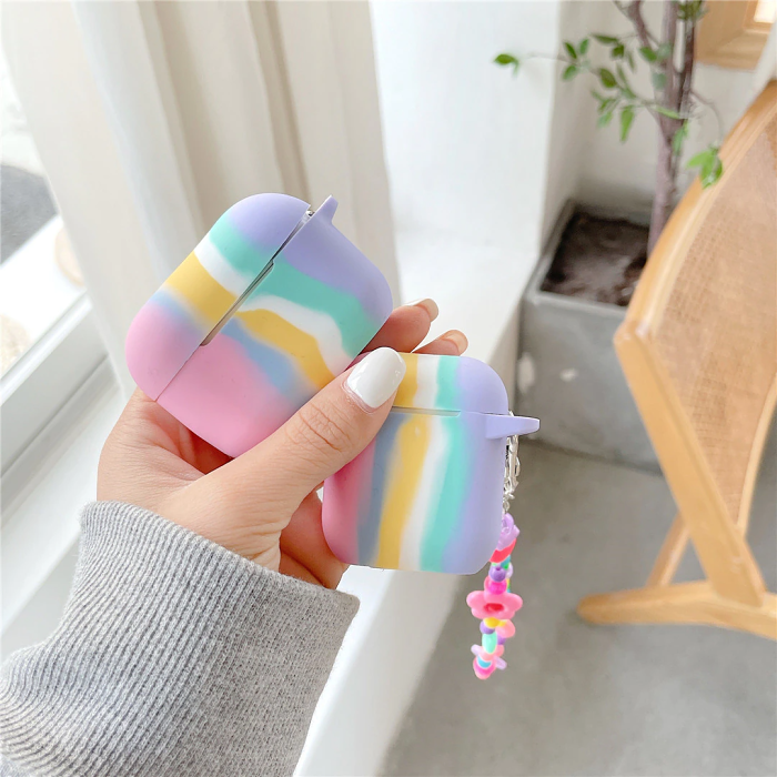 Rainbow Airpod Case Cover with Charm Strap by Veasoon