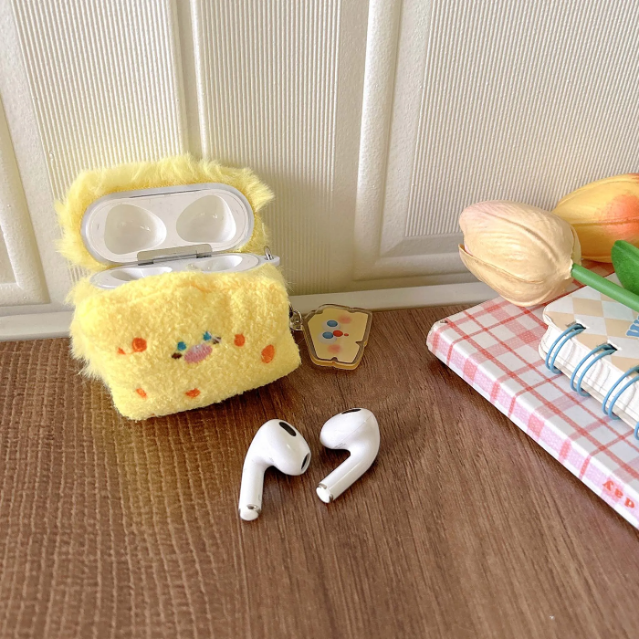 Plush Cheese Character AirPods Case Cover by Veasoon