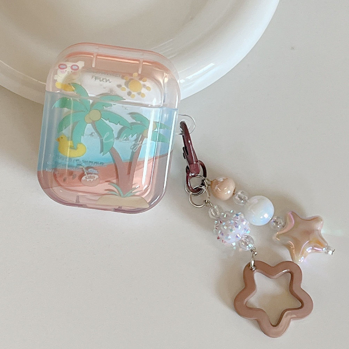 Summer Fun Palmtree AirPods Case Cover Wth Charm Strap by Veasoon