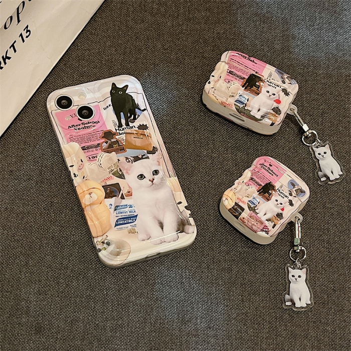 Cat Collage AirPods Charger Case Cover by Veasoon