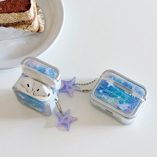 Ocean Theme AirPods Case Cover Wth Charm Strap by Veasoon