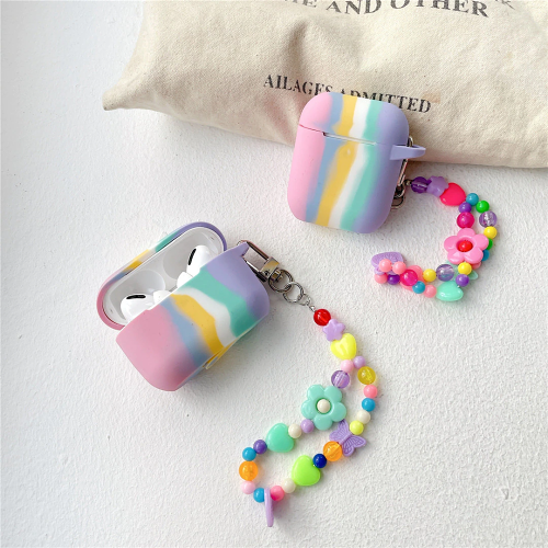 Rainbow Airpod Case Cover with Charm Strap by Veasoon
