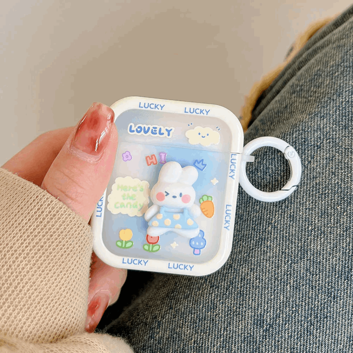 3D Lucky Bunny AirPods Charger Case Cover by Veasoon