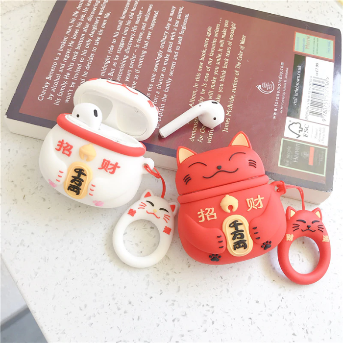 Lucky Cat Airpod Case Cover (3 Colours) by Veasoon