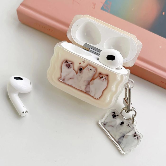 Sweet Heart Cat Trio AirPods Charger Case Cover by Veasoon