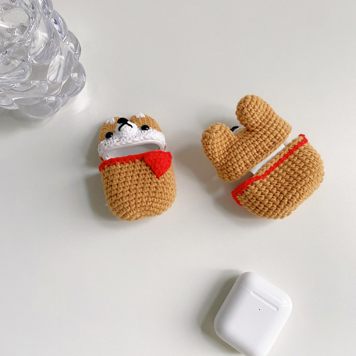Knitted Shiba Inu AirPod Case Cover by Veasoon