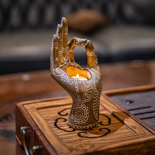 Hand Carved Buddha Mudra Hand Candle Holder