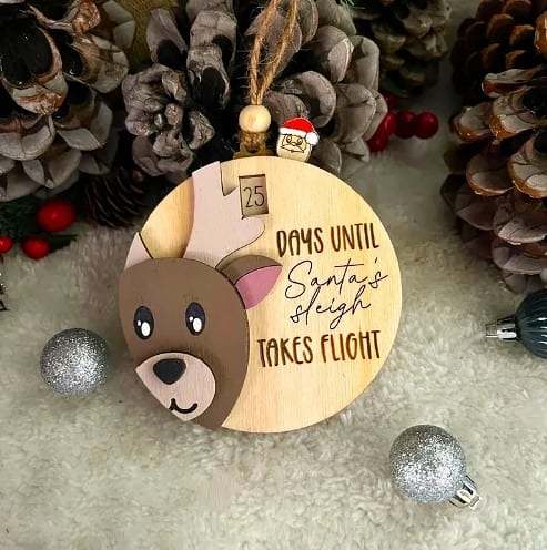 Handmade Wood CarvingsCountdown to Christmas Sliding Ornament