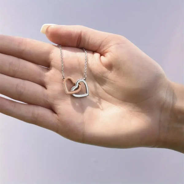 To My Niece - Two-tone Interlocking Heart Pendant Necklace With Gift Card by Veasoon