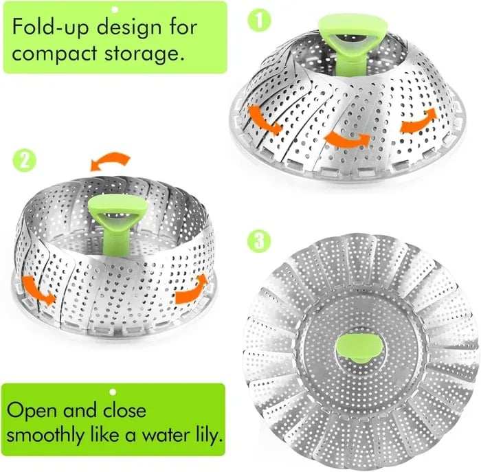 Stainless Steel Vegetable Steamer--Folding Steamer