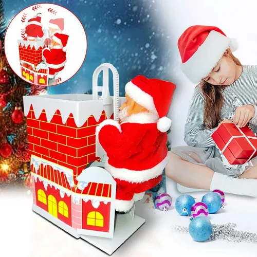 (2023 BEST GIFT TO FAMILY)Electric Chimney Climbing Santa Claus Musical Toys