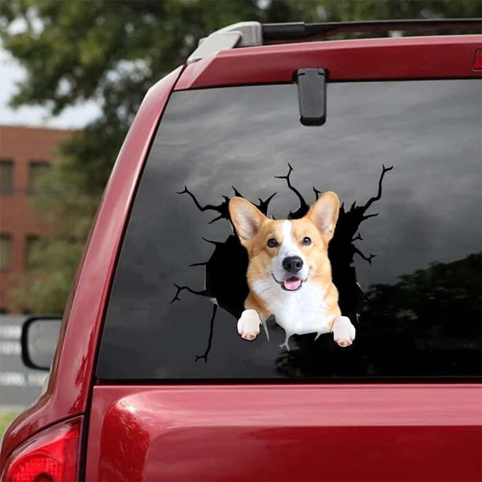 3D Stereo Dog Crack Sticker