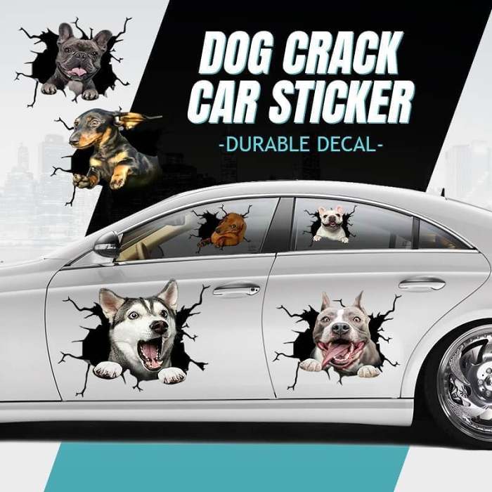 3D Stereo Dog Crack Sticker