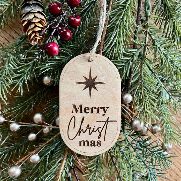 2024 Christian Wooden Merry Christmas Ornament