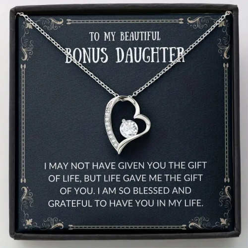 To My Bonus Daughter - Forever Love Necklace Gift Set by Veasoon