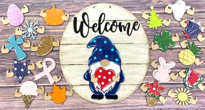 2023-Christmas Hot Sale 48% OFF -Cute 3D Seasonal Interchangeable Gnome Door Hanger