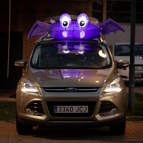 Halloween Inflatable Bat Car Trunk Decor with Built-in LEDs by Veasoon