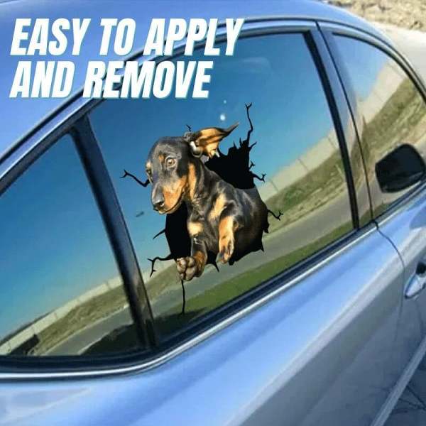 3D Stereo Dog Crack Sticker
