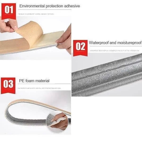 Self-Adhesive Environmental Protection 3D Wall Edging Strip (7.55 FEET/ROLL)