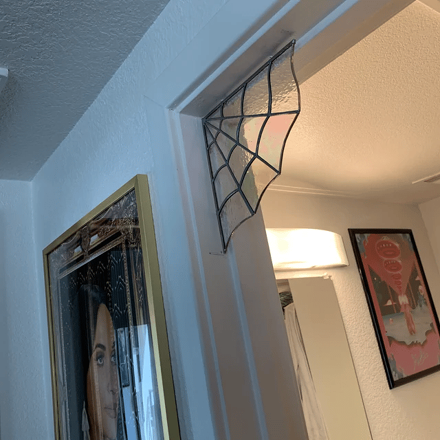 Spider Web Stained Glass Window Corner Décor by Veasoon