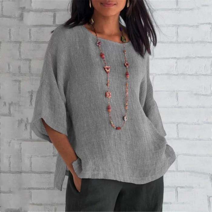 Spring 2024 fashion solid color cotton linen top