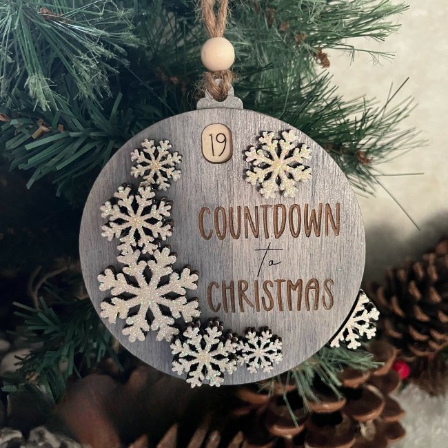 Handmade Wood CarvingsCountdown to Christmas Sliding Ornament