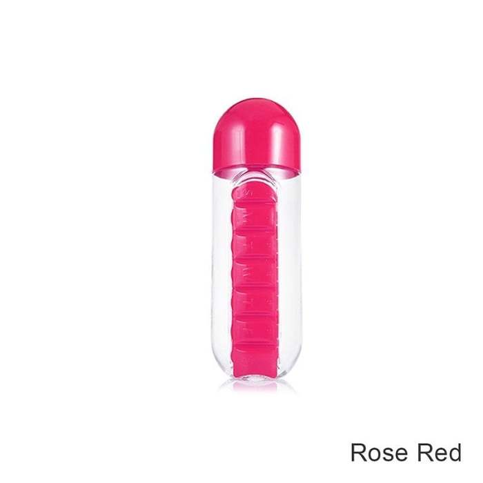Water Bottle With Weekly Pillbox | Buy 2 Free Shipping