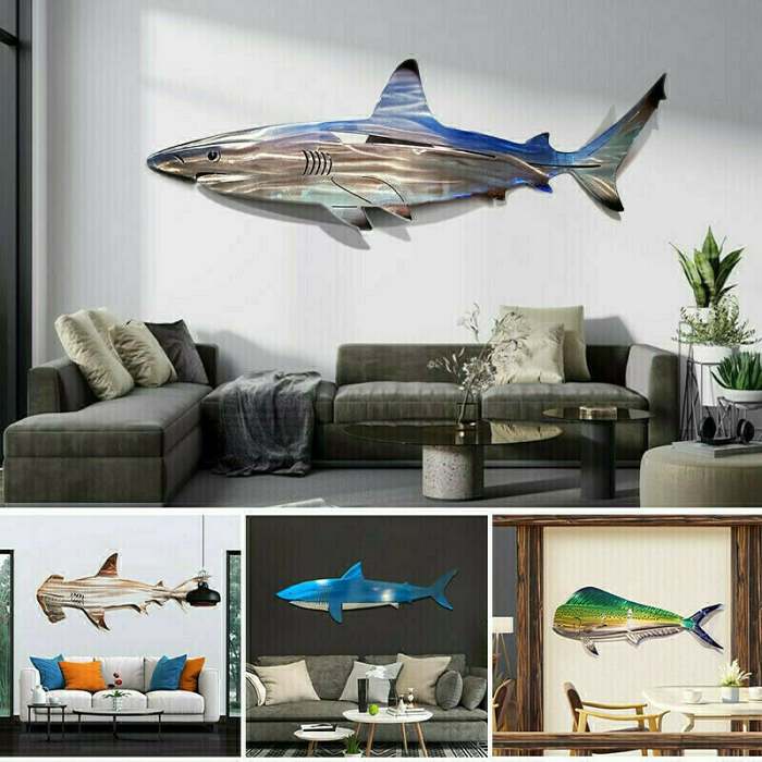 49% OFF -  Metal Shark Art Wall Decor
