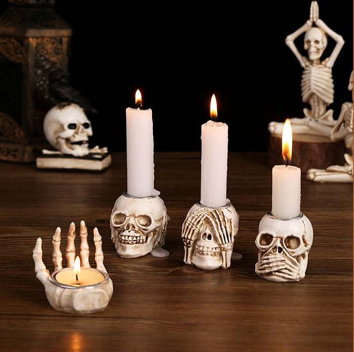 Halloween Gothic Skeleton Candlesticks by Veasoon
