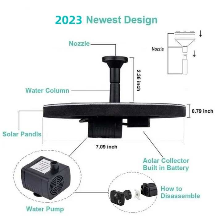 49% OFF-Solar-Powered Bird Fountain Kit