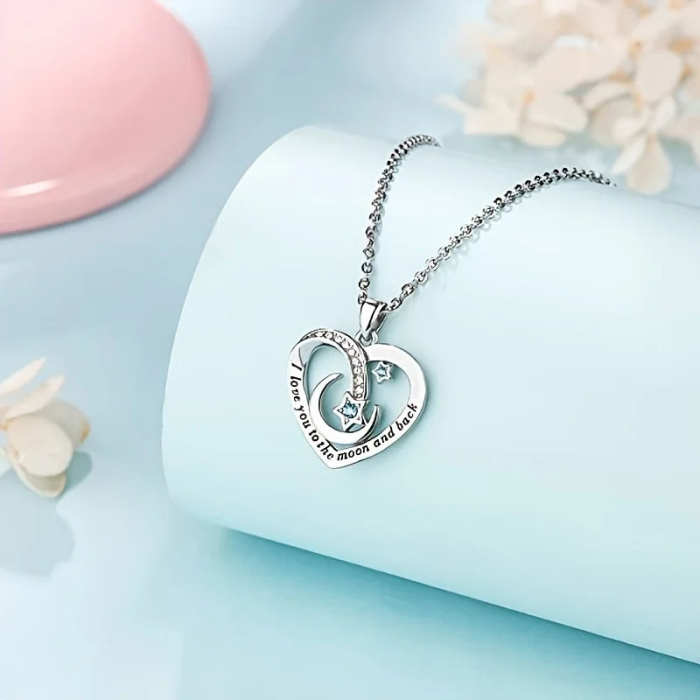 Sister Gift - I Love You To The Moon And Back necklace Blessing Card & Gift Box by Veasoon