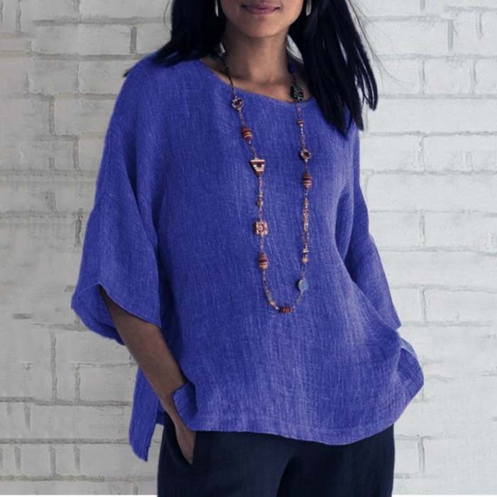 Spring 2024 fashion solid color cotton linen top