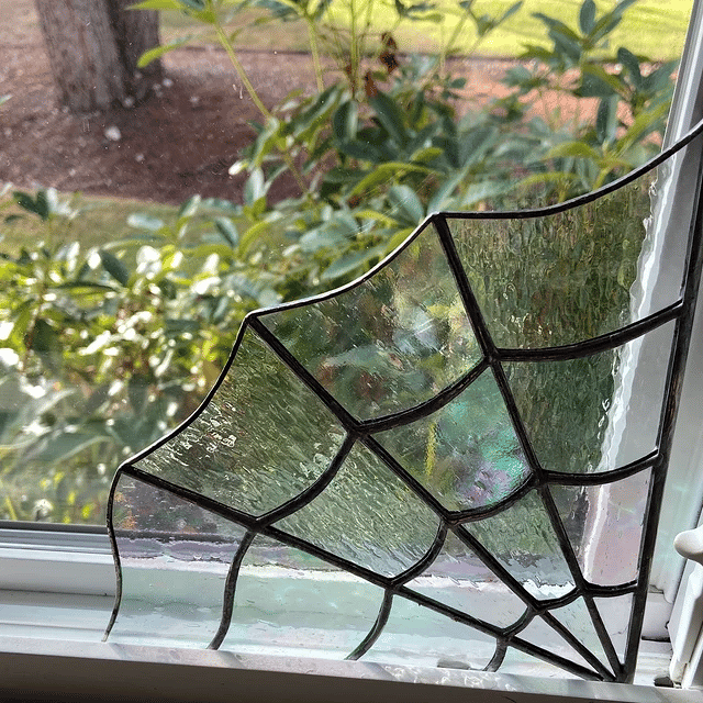 Spider Web Stained Glass Window Corner Décor by Veasoon